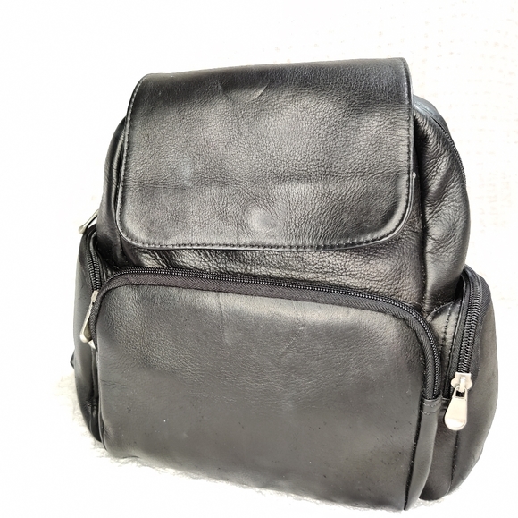Vintage leather backpack small black - Picture 1 of 14